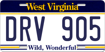 WV license plate DRV905