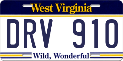 WV license plate DRV910