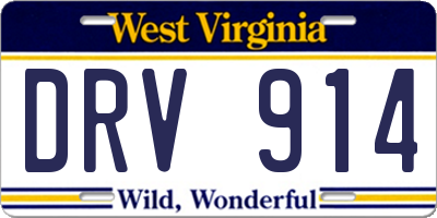 WV license plate DRV914