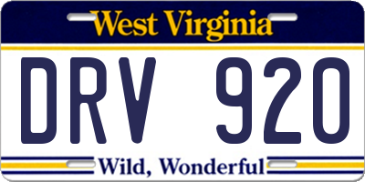WV license plate DRV920