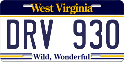 WV license plate DRV930