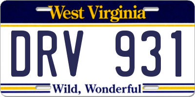 WV license plate DRV931