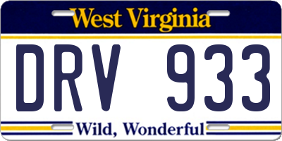 WV license plate DRV933