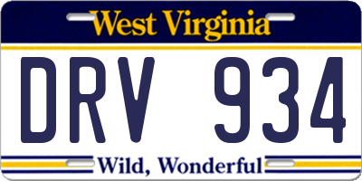 WV license plate DRV934