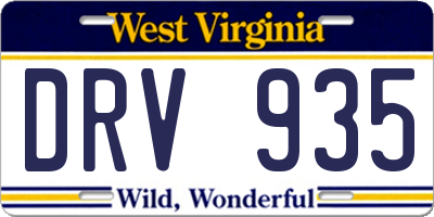 WV license plate DRV935