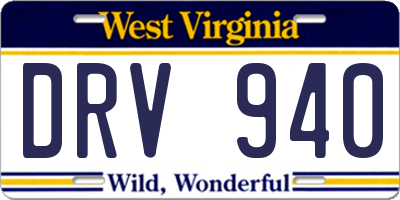 WV license plate DRV940