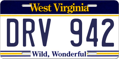 WV license plate DRV942