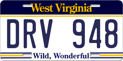 WV license plate DRV948