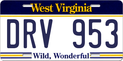 WV license plate DRV953