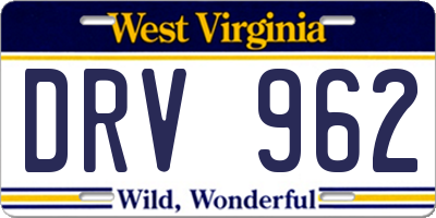 WV license plate DRV962