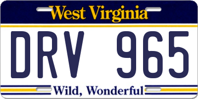 WV license plate DRV965