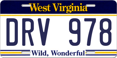 WV license plate DRV978