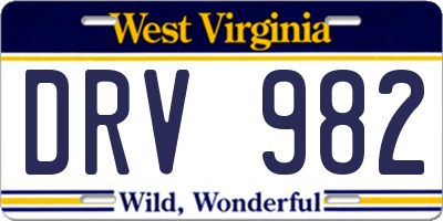 WV license plate DRV982