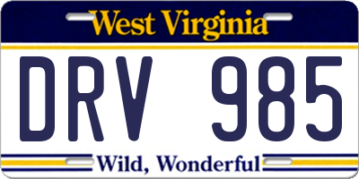 WV license plate DRV985