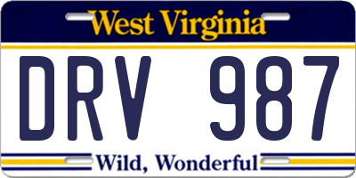 WV license plate DRV987