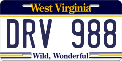 WV license plate DRV988