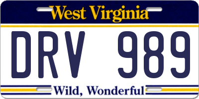 WV license plate DRV989