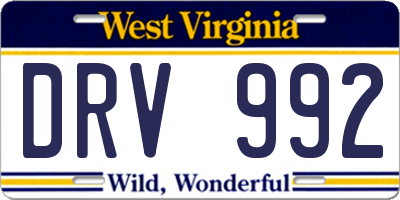 WV license plate DRV992