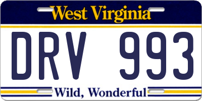 WV license plate DRV993