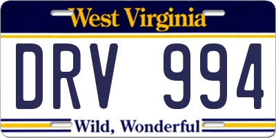 WV license plate DRV994