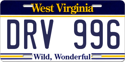 WV license plate DRV996