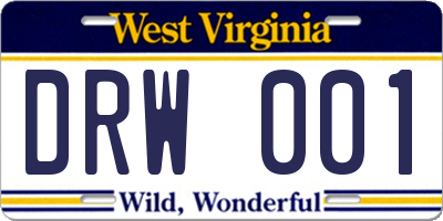 WV license plate DRW001
