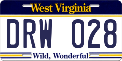 WV license plate DRW028
