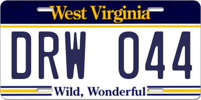 WV license plate DRW044