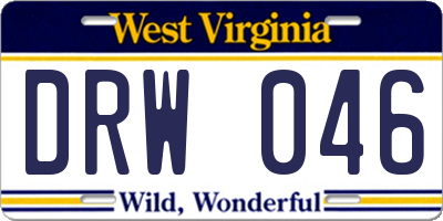 WV license plate DRW046