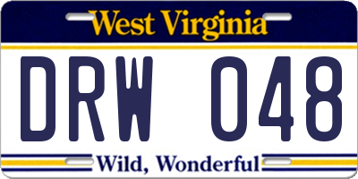 WV license plate DRW048