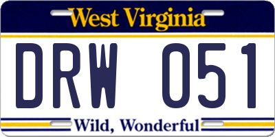 WV license plate DRW051