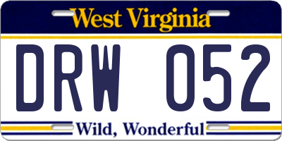 WV license plate DRW052