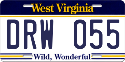 WV license plate DRW055
