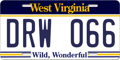 WV license plate DRW066