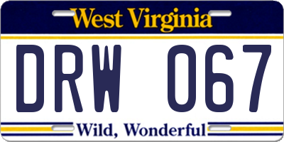 WV license plate DRW067