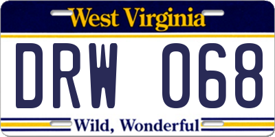 WV license plate DRW068