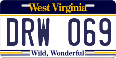 WV license plate DRW069