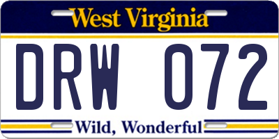 WV license plate DRW072
