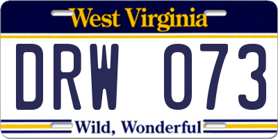 WV license plate DRW073