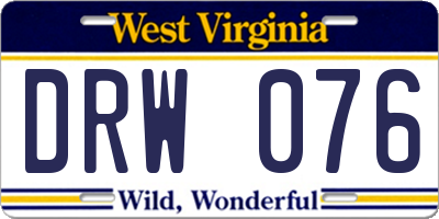 WV license plate DRW076