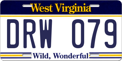 WV license plate DRW079