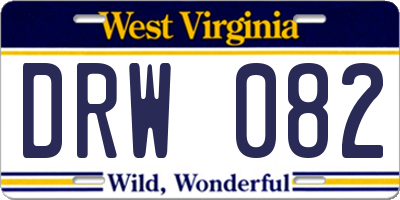 WV license plate DRW082