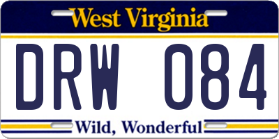 WV license plate DRW084