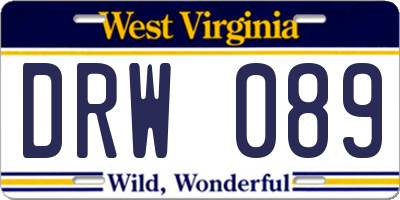 WV license plate DRW089
