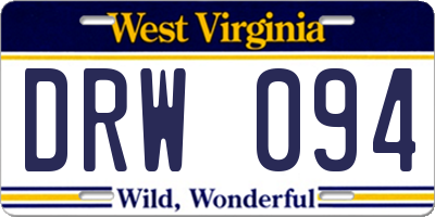 WV license plate DRW094