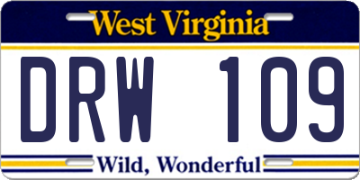 WV license plate DRW109