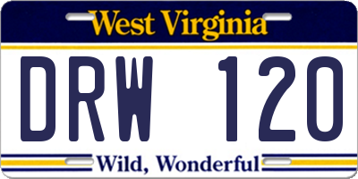 WV license plate DRW120