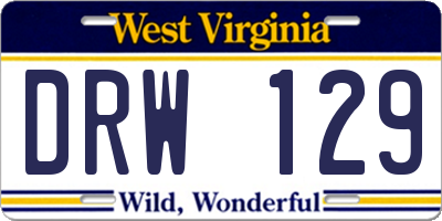 WV license plate DRW129