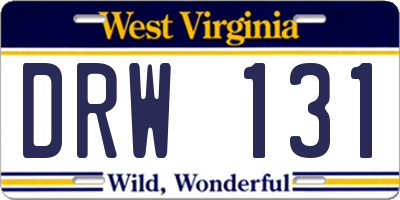 WV license plate DRW131