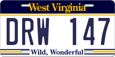 WV license plate DRW147